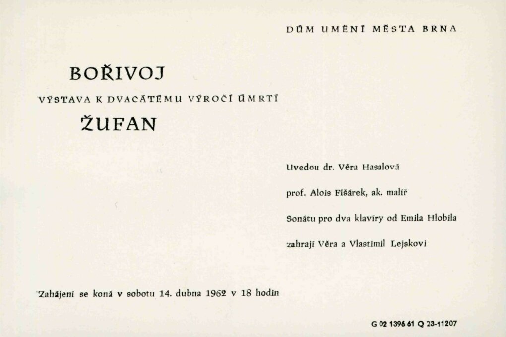 Bořivoj Žufan, výstava k 20. výročí úmrtí